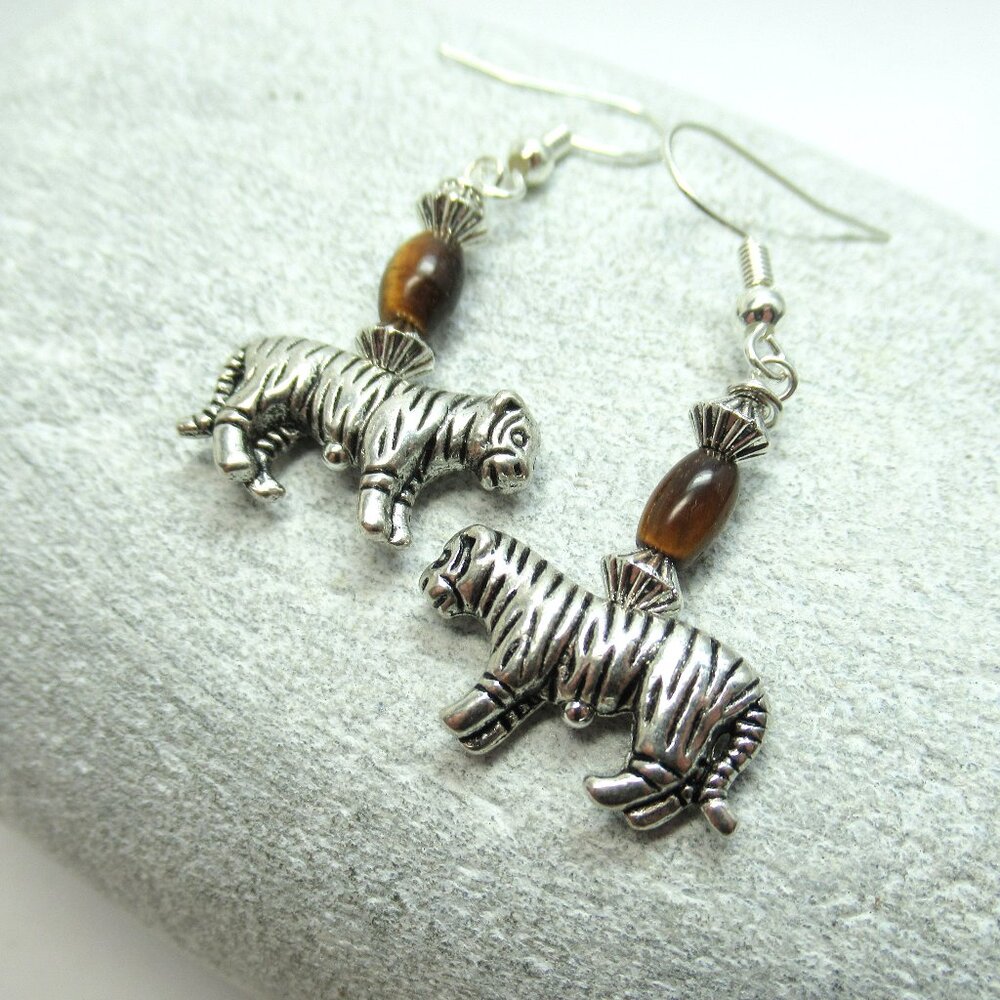 Tiger bead earrings with Tiger's eye